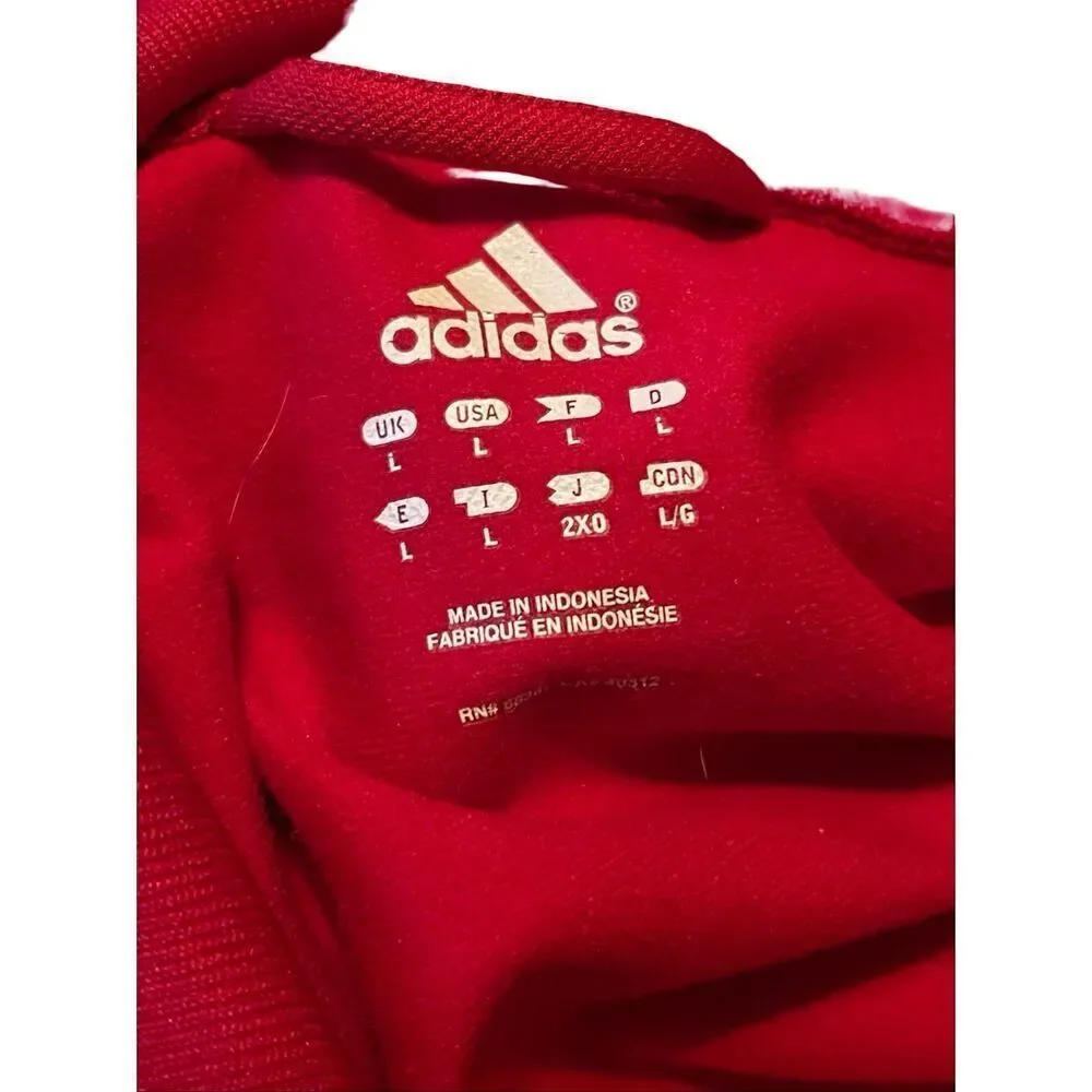 Adidas Mens Red Black White Stripes Long Sleeve Full Zip Track Jacket Large